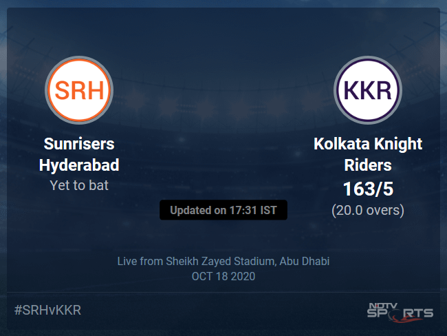 Sunrisers Hyderabad vs Kolkata Knight Riders Live Score Ball by Ball, IPL 2020 Live Cricket Score Of Todays Match on NDTV Sports Sunrisers Hyderabad vs Kolkata Knight Riders Live Score Ball by Ball, IPL 2020 Live Cricket Score Of Todays Match on NDTV Sports