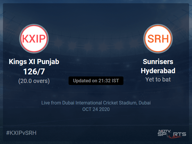 Kings XI Punjab vs Sunrisers Hyderabad Live Score Ball by Ball, IPL 2020 Live Cricket Score Of Todays Match on NDTV Sports