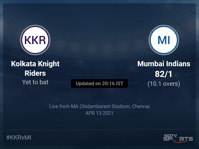Kolkata Knight Riders vs Mumbai Indians: IPL 2021 Live Cricket Score, Live Score Of Todays Match on NDTV Sports