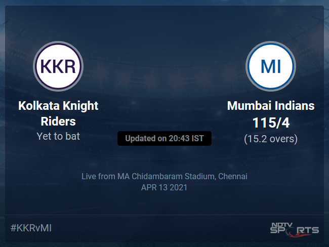 Kolkata Knight Riders vs Mumbai Indians Live Score Ball by Ball, IPL 2021 Live Cricket Score Of Todays Match on NDTV Sports