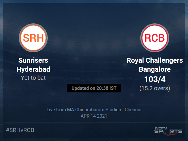 Sunrisers Hyderabad vs Royal Challengers Bangalore Live Score Ball by Ball, IPL 2021 Live Cricket Score Of Todays Match on NDTV Sports