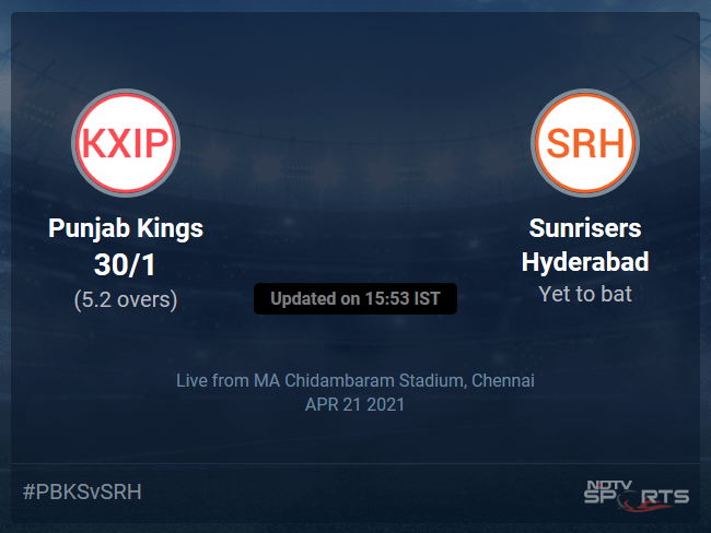 Punjab Kings vs Sunrisers Hyderabad Live Score Ball by Ball, IPL 2021 Live Cricket Score Of Todays Match on NDTV Sports