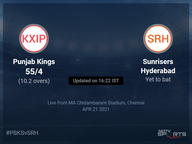 Punjab Kings vs Sunrisers Hyderabad Live Score Ball by Ball, IPL 2021 Live Cricket Score Of Todays Match on NDTV Sports
