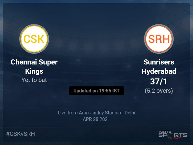 Chennai Super Kings vs Sunrisers Hyderabad: IPL 2021 Live Cricket Score, Live Score Of Todays Match on NDTV Sports