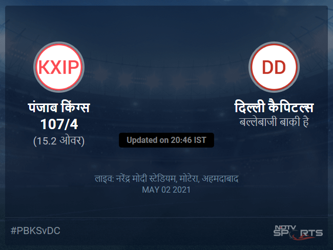 Punjab Kings vs Delhi Capitals live score over Match 29 T20 11 15 updates