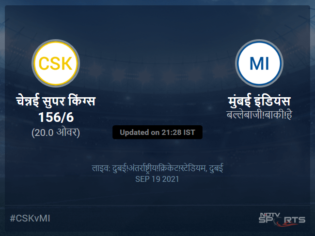 Chennai Super Kings vs Mumbai Indians live score over Match 30 T20 16 20 updates