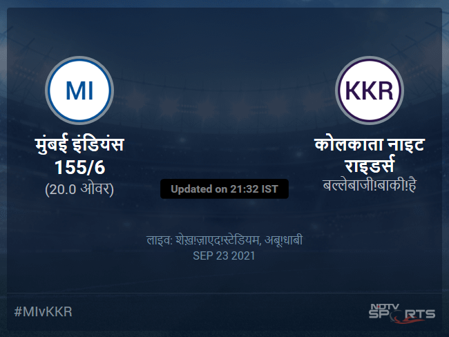 मुंबई इंडियंस बनाम कोलकाता नाइट राइडर्स लाइव स्कोर, ओवर 16 से 20 लेटेस्ट क्रिकेट स्कोर अपडेट