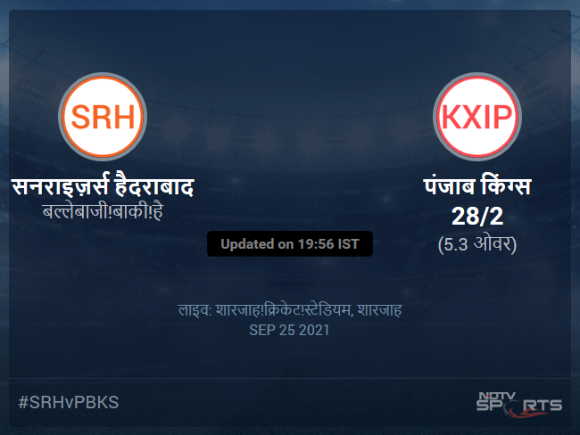Sunrisers Hyderabad vs Punjab Kings live score over Match 37 T20 1 5 updates