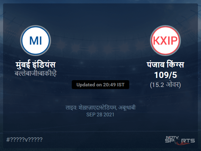 पंजाब किंग्स बनाम मुंबई इंडियंस लाइव स्कोर, ओवर 11 से 15 लेटेस्ट क्रिकेट स्कोर अपडेट
