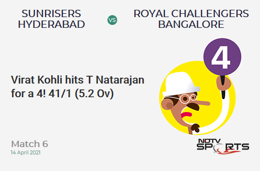 SRH vs RCB: Match 6: Virat Kohli hits T Natarajan for a 4! RCB 41/1 (5.2 Ov). CRR: 7.69